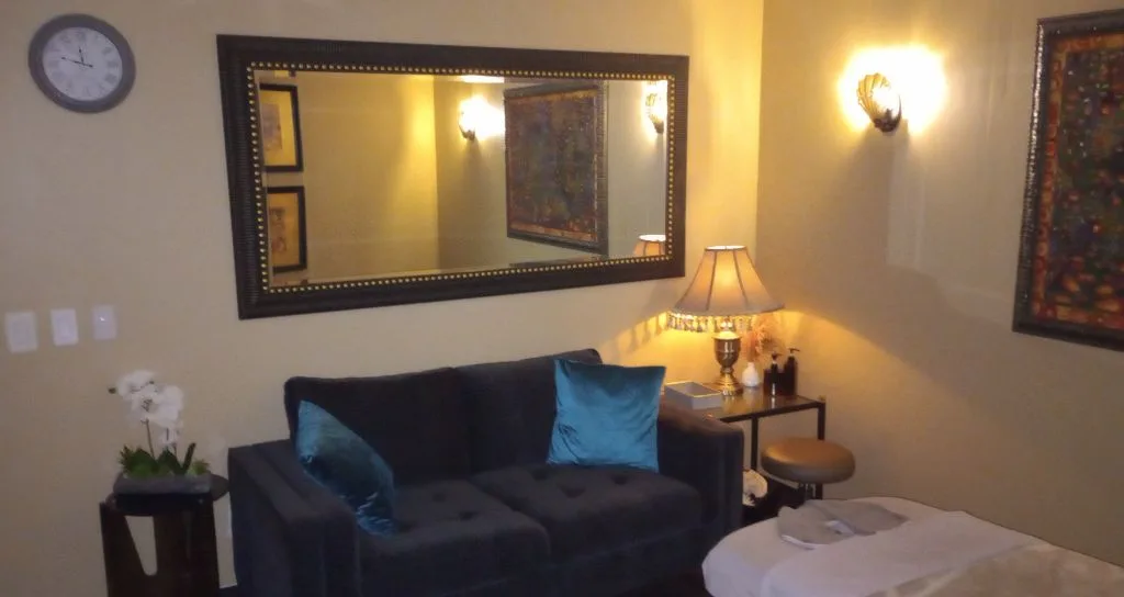 Healing Hands treatment room with side-by-side massage tables