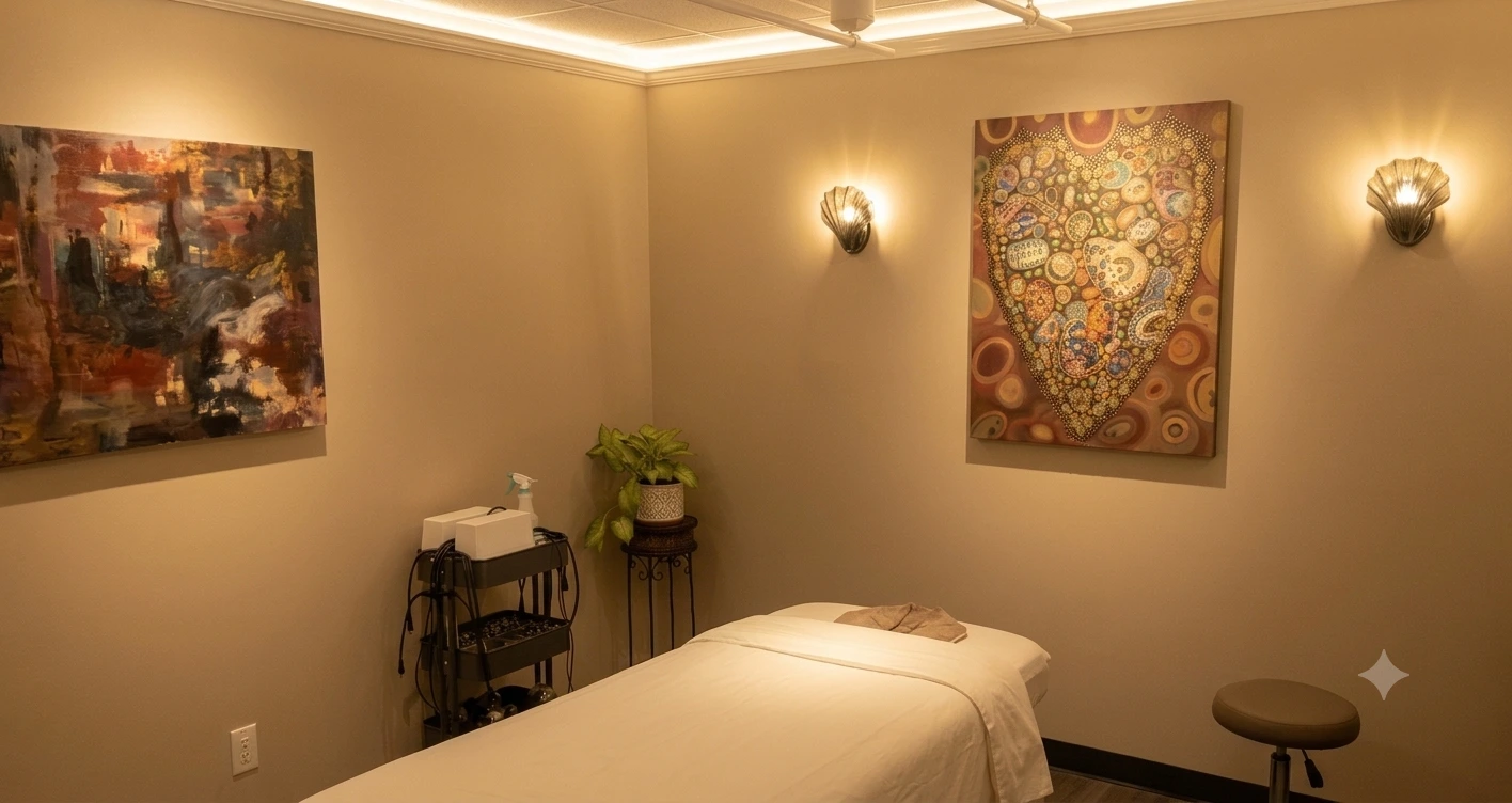 Bright treatment room at Healing Hands